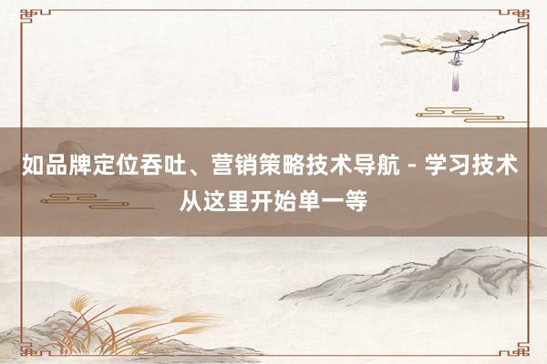 如品牌定位吞吐、营销策略技术导航 - 学习技术 从这里开始单一等
