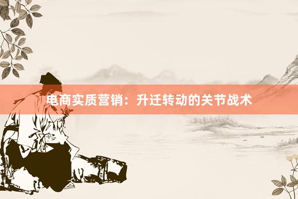 电商实质营销:升迁转动的关节战术